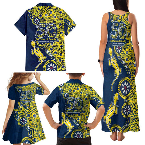North Queensland Cowboys NAIDOC Week 2026 Family Matching Tank Maxi Dress and Hawaiian Shirt Aboriginal Lizard Dot Painting - 50 Years of Deadly