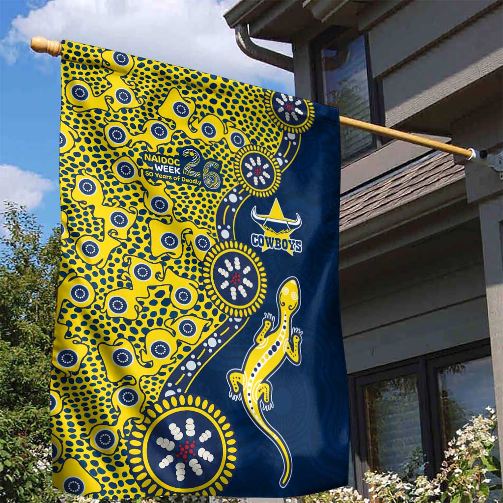 North Queensland Cowboys NAIDOC Week 2026 Garden Flag Aboriginal Lizard Dot Painting - 50 Years of Deadly