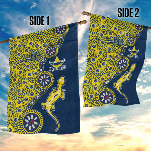 North Queensland Cowboys NAIDOC Week 2026 Garden Flag Aboriginal Lizard Dot Painting - 50 Years of Deadly