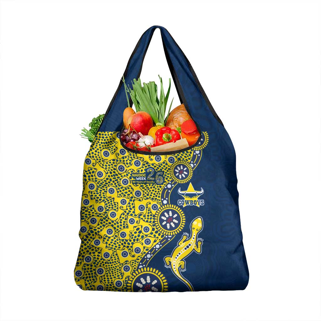 North Queensland Cowboys NAIDOC Week 2026 Grocery Bag Aboriginal Lizard Dot Painting - 50 Years of Deadly