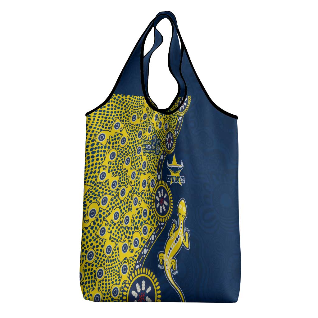North Queensland Cowboys NAIDOC Week 2026 Grocery Bag Aboriginal Lizard Dot Painting - 50 Years of Deadly