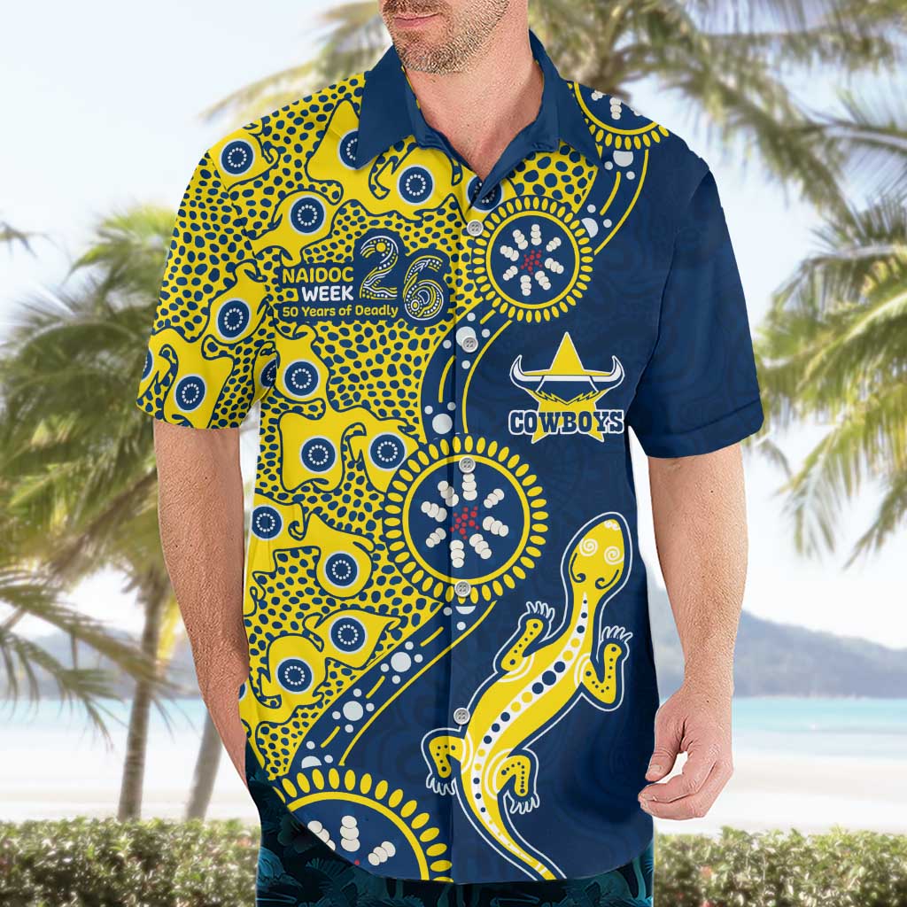 North Queensland Cowboys NAIDOC Week 2026 Hawaiian Shirt Aboriginal Lizard Dot Painting - 50 Years of Deadly