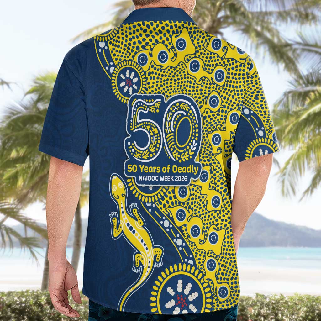 North Queensland Cowboys NAIDOC Week 2026 Hawaiian Shirt Aboriginal Lizard Dot Painting - 50 Years of Deadly