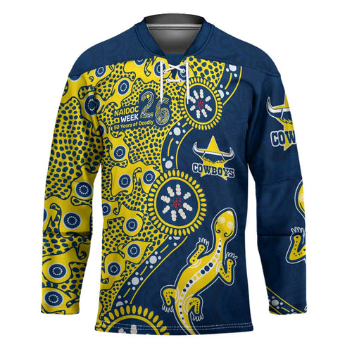 North Queensland Cowboys NAIDOC Week 2026 Hockey Jersey Aboriginal Lizard Dot Painting - 50 Years of Deadly