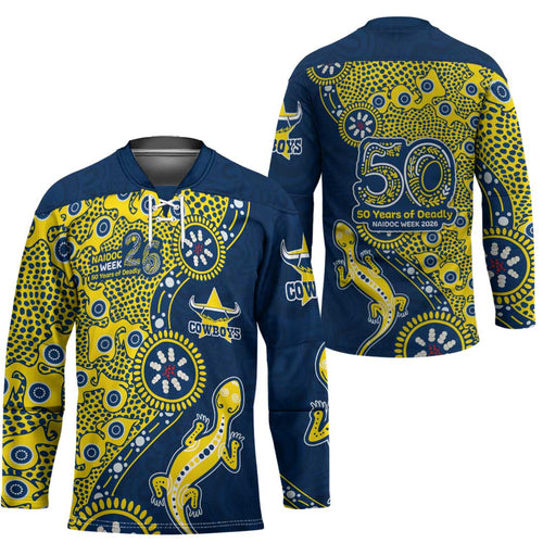 North Queensland Cowboys NAIDOC Week 2026 Hockey Jersey Aboriginal Lizard Dot Painting - 50 Years of Deadly