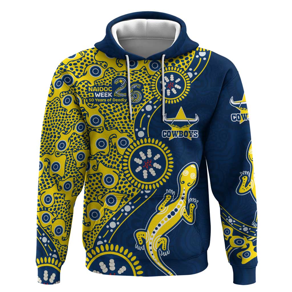 North Queensland Cowboys NAIDOC Week 2026 Hoodie Aboriginal Lizard Dot Painting - 50 Years of Deadly