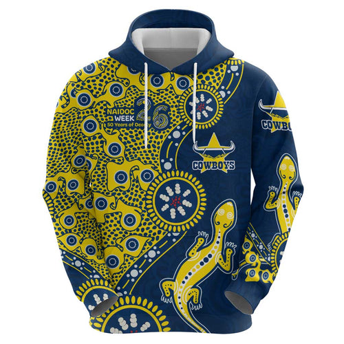 North Queensland Cowboys NAIDOC Week 2026 Hoodie Aboriginal Lizard Dot Painting - 50 Years of Deadly