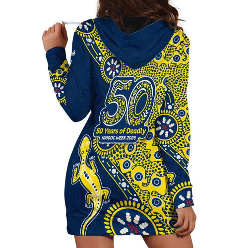 North Queensland Cowboys NAIDOC Week 2026 Hoodie Dress Aboriginal Lizard Dot Painting - 50 Years of Deadly