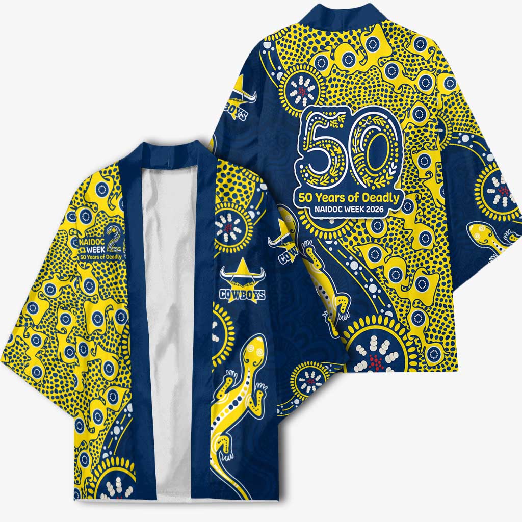North Queensland Cowboys NAIDOC Week 2026 Kimono Aboriginal Lizard Dot Painting - 50 Years of Deadly