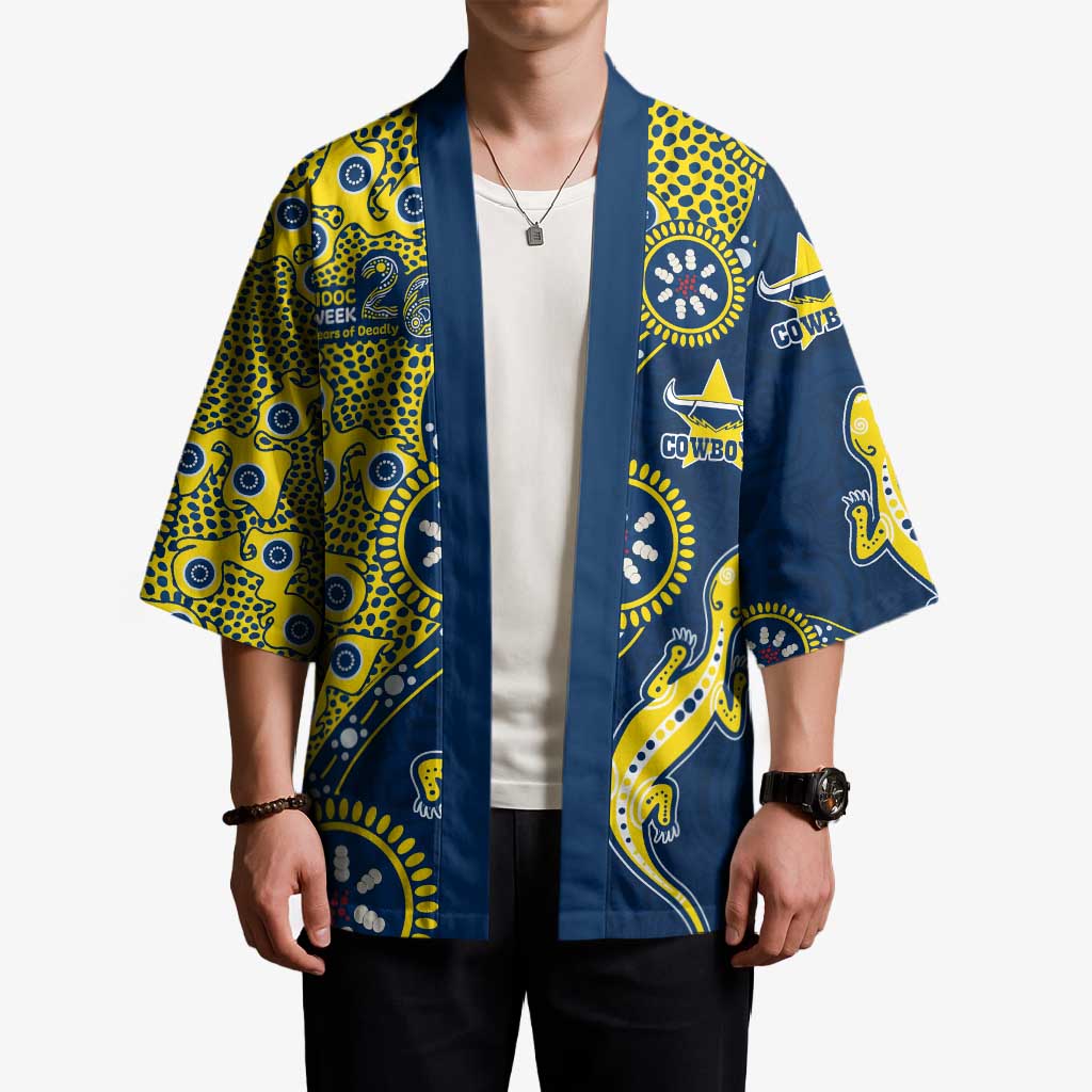 North Queensland Cowboys NAIDOC Week 2026 Kimono Aboriginal Lizard Dot Painting - 50 Years of Deadly