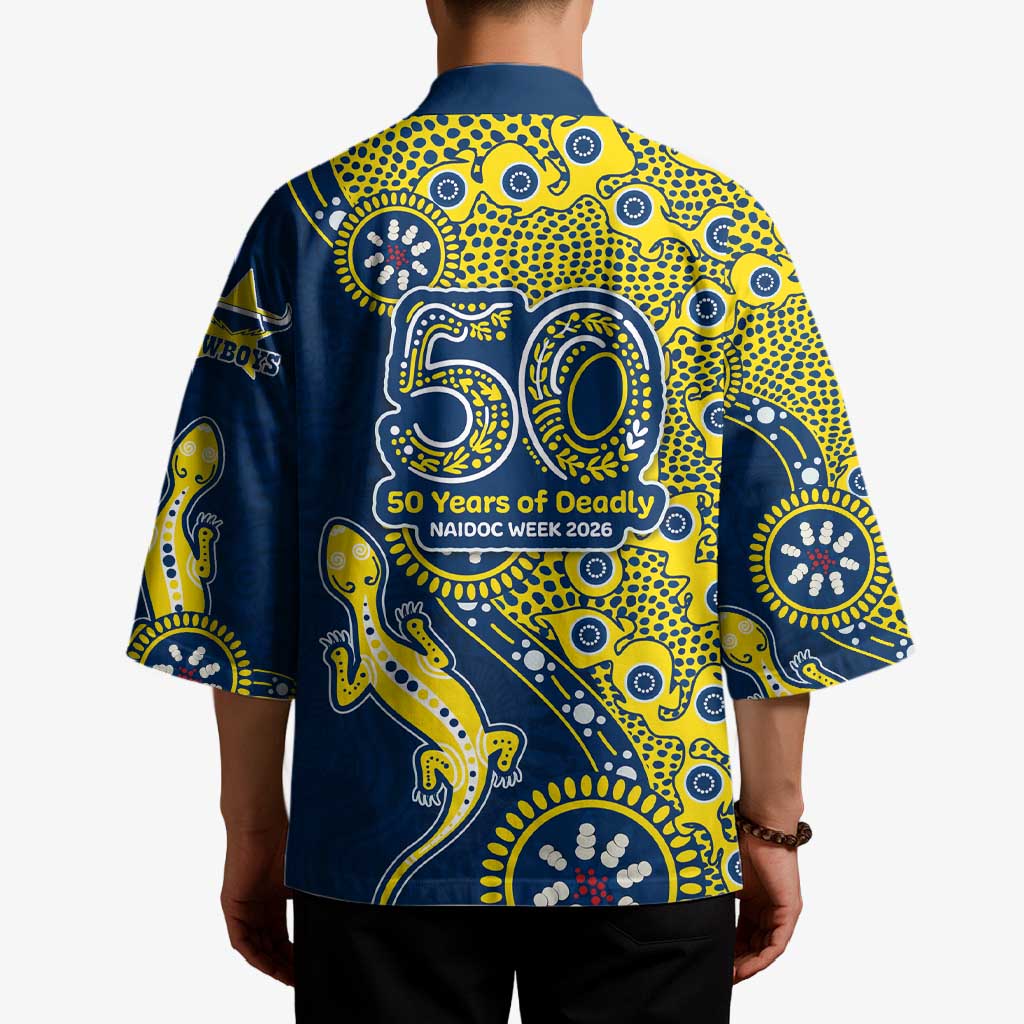 North Queensland Cowboys NAIDOC Week 2026 Kimono Aboriginal Lizard Dot Painting - 50 Years of Deadly