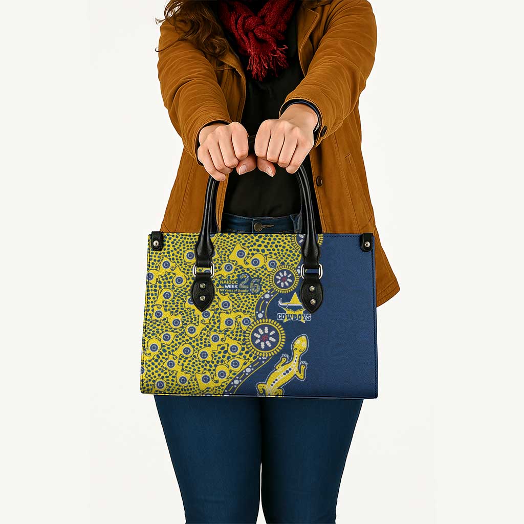 North Queensland Cowboys NAIDOC Week 2026 Leather Bag Aboriginal Lizard Dot Painting - 50 Years of Deadly