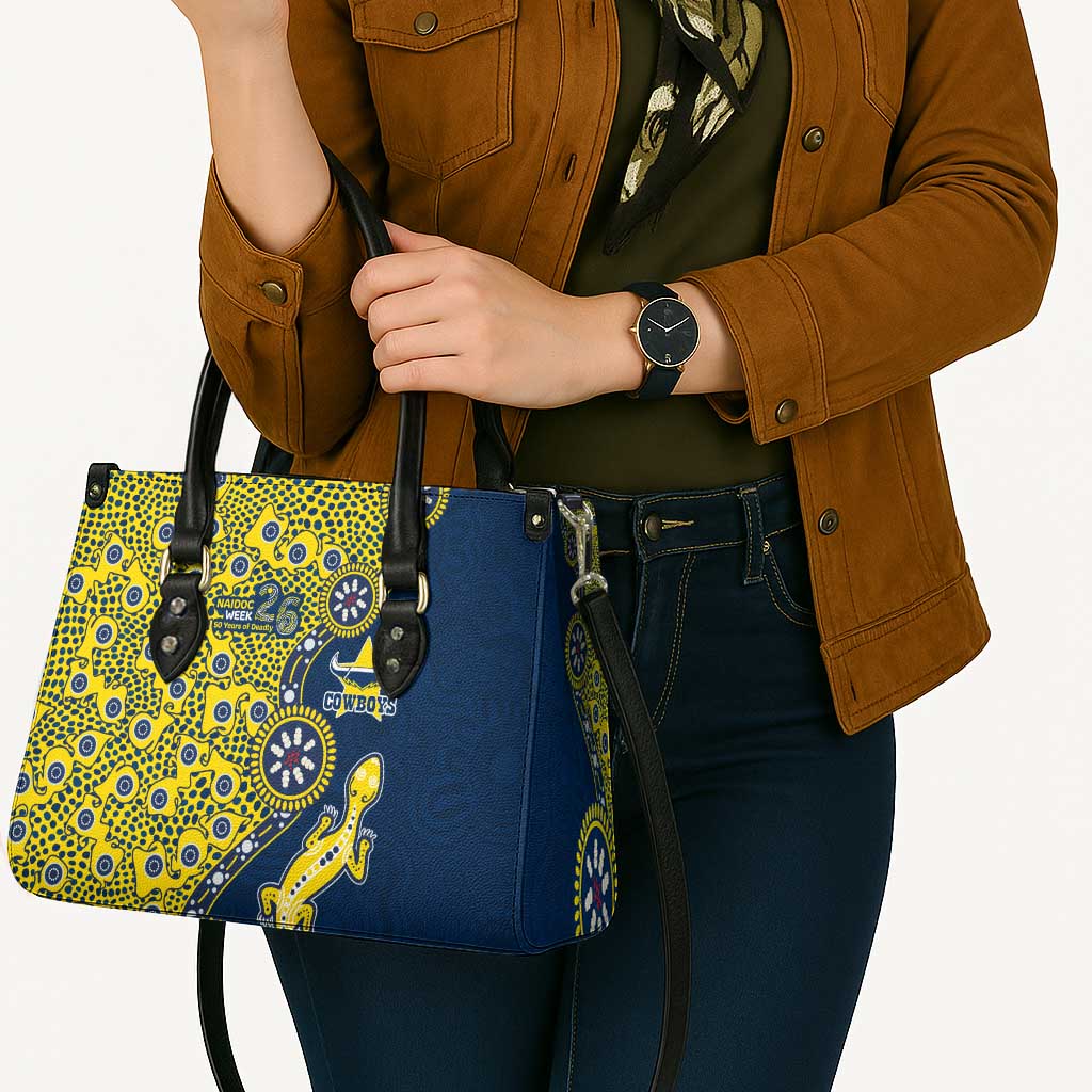North Queensland Cowboys NAIDOC Week 2026 Leather Bag Aboriginal Lizard Dot Painting - 50 Years of Deadly