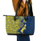 North Queensland Cowboys NAIDOC Week 2026 Leather Tote Bag Aboriginal Lizard Dot Painting - 50 Years of Deadly