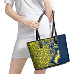 North Queensland Cowboys NAIDOC Week 2026 Leather Tote Bag Aboriginal Lizard Dot Painting - 50 Years of Deadly