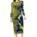 North Queensland Cowboys NAIDOC Week 2026 Long Sleeve Bodycon Dress Aboriginal Lizard Dot Painting - 50 Years of Deadly