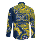 North Queensland Cowboys NAIDOC Week 2026 Long Sleeve Button Shirt Aboriginal Lizard Dot Painting - 50 Years of Deadly