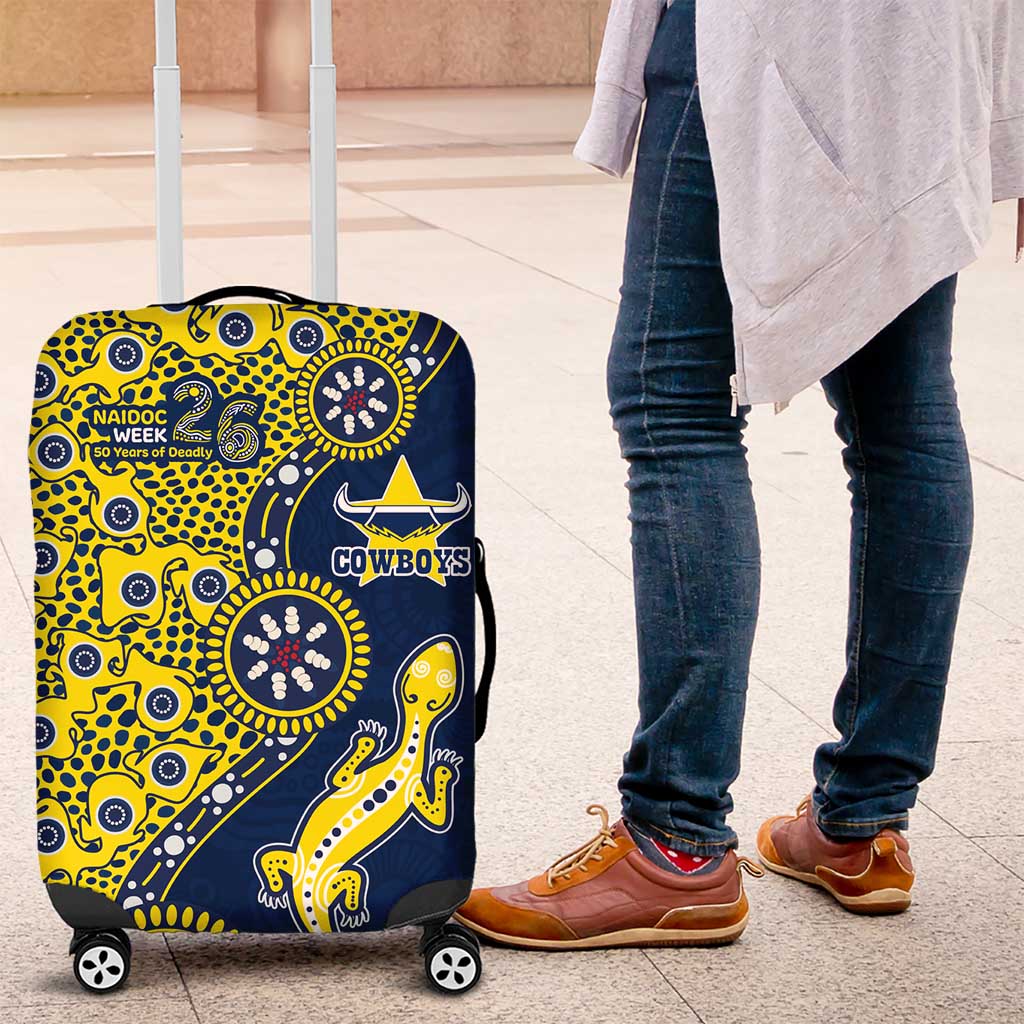 North Queensland Cowboys NAIDOC Week 2026 Luggage Cover Aboriginal Lizard Dot Painting - 50 Years of Deadly
