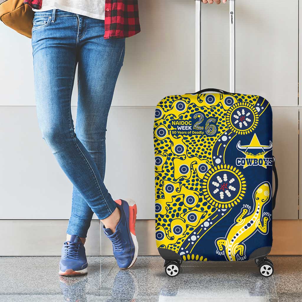 North Queensland Cowboys NAIDOC Week 2026 Luggage Cover Aboriginal Lizard Dot Painting - 50 Years of Deadly