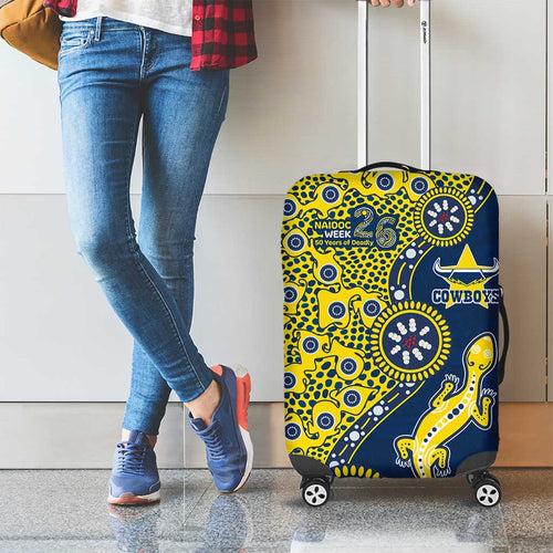 North Queensland Cowboys NAIDOC Week 2026 Luggage Cover Aboriginal Lizard Dot Painting - 50 Years of Deadly