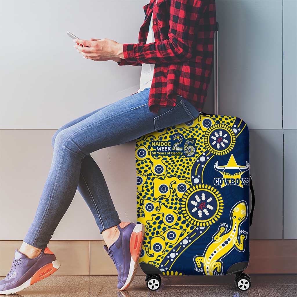 North Queensland Cowboys NAIDOC Week 2026 Luggage Cover Aboriginal Lizard Dot Painting - 50 Years of Deadly