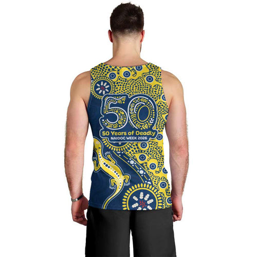 North Queensland Cowboys NAIDOC Week 2026 Men Tank Top Aboriginal Lizard Dot Painting - 50 Years of Deadly