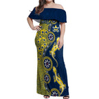 North Queensland Cowboys NAIDOC Week 2026 Off Shoulder Maxi Dress Aboriginal Lizard Dot Painting - 50 Years of Deadly