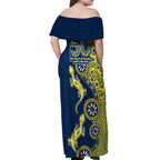 North Queensland Cowboys NAIDOC Week 2026 Off Shoulder Maxi Dress Aboriginal Lizard Dot Painting - 50 Years of Deadly
