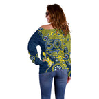 North Queensland Cowboys NAIDOC Week 2026 Off Shoulder Sweater Aboriginal Lizard Dot Painting - 50 Years of Deadly