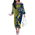 North Queensland Cowboys NAIDOC Week 2026 Off The Shoulder Long Sleeve Dress Aboriginal Lizard Dot Painting - 50 Years of Deadly