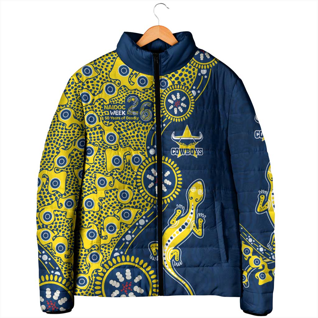 North Queensland Cowboys NAIDOC Week 2026 Padded Jacket Aboriginal Lizard Dot Painting - 50 Years of Deadly