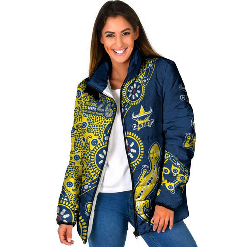 North Queensland Cowboys NAIDOC Week 2026 Padded Jacket Aboriginal Lizard Dot Painting - 50 Years of Deadly
