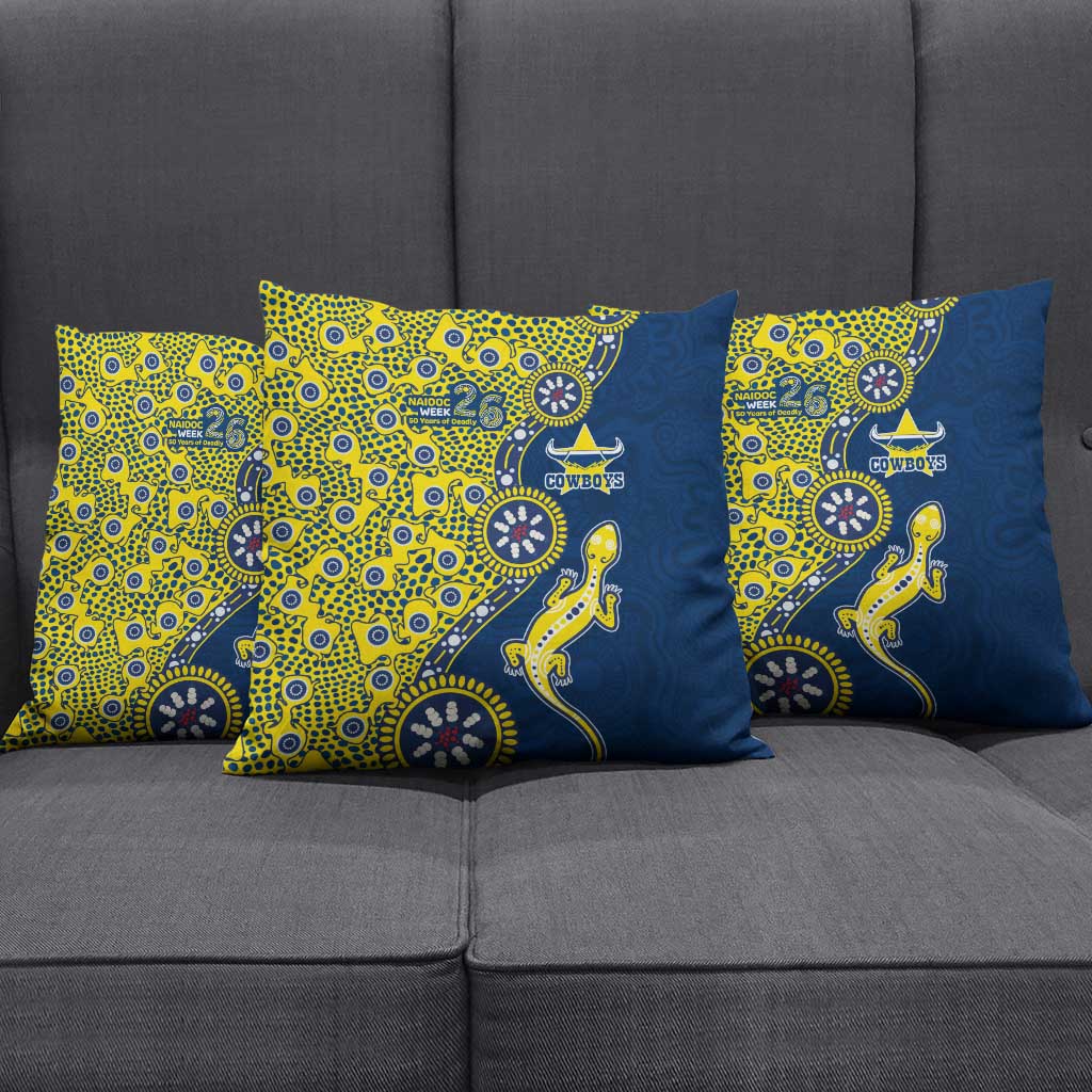 North Queensland Cowboys NAIDOC Week 2026 Pillow Cover Aboriginal Lizard Dot Painting - 50 Years of Deadly