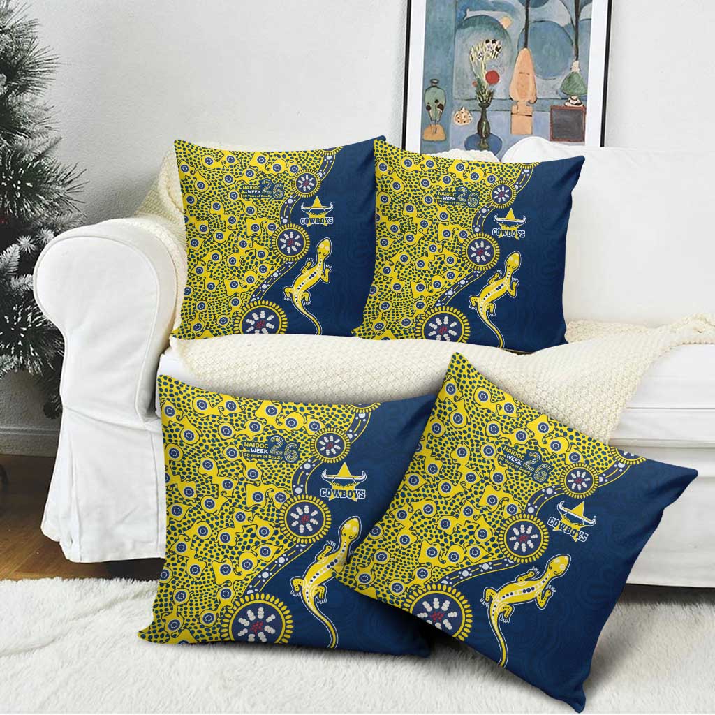 North Queensland Cowboys NAIDOC Week 2026 Pillow Cover Aboriginal Lizard Dot Painting - 50 Years of Deadly