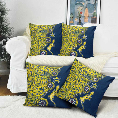 North Queensland Cowboys NAIDOC Week 2026 Pillow Cover Aboriginal Lizard Dot Painting - 50 Years of Deadly