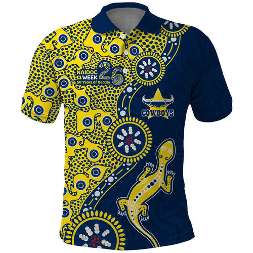 North Queensland Cowboys NAIDOC Week 2026 Polo Shirt Aboriginal Lizard Dot Painting - 50 Years of Deadly