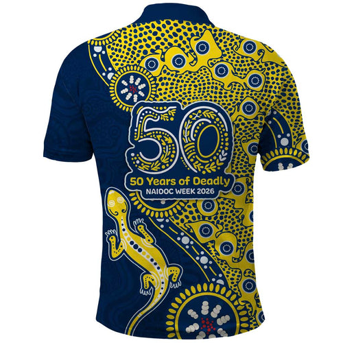 North Queensland Cowboys NAIDOC Week 2026 Polo Shirt Aboriginal Lizard Dot Painting - 50 Years of Deadly
