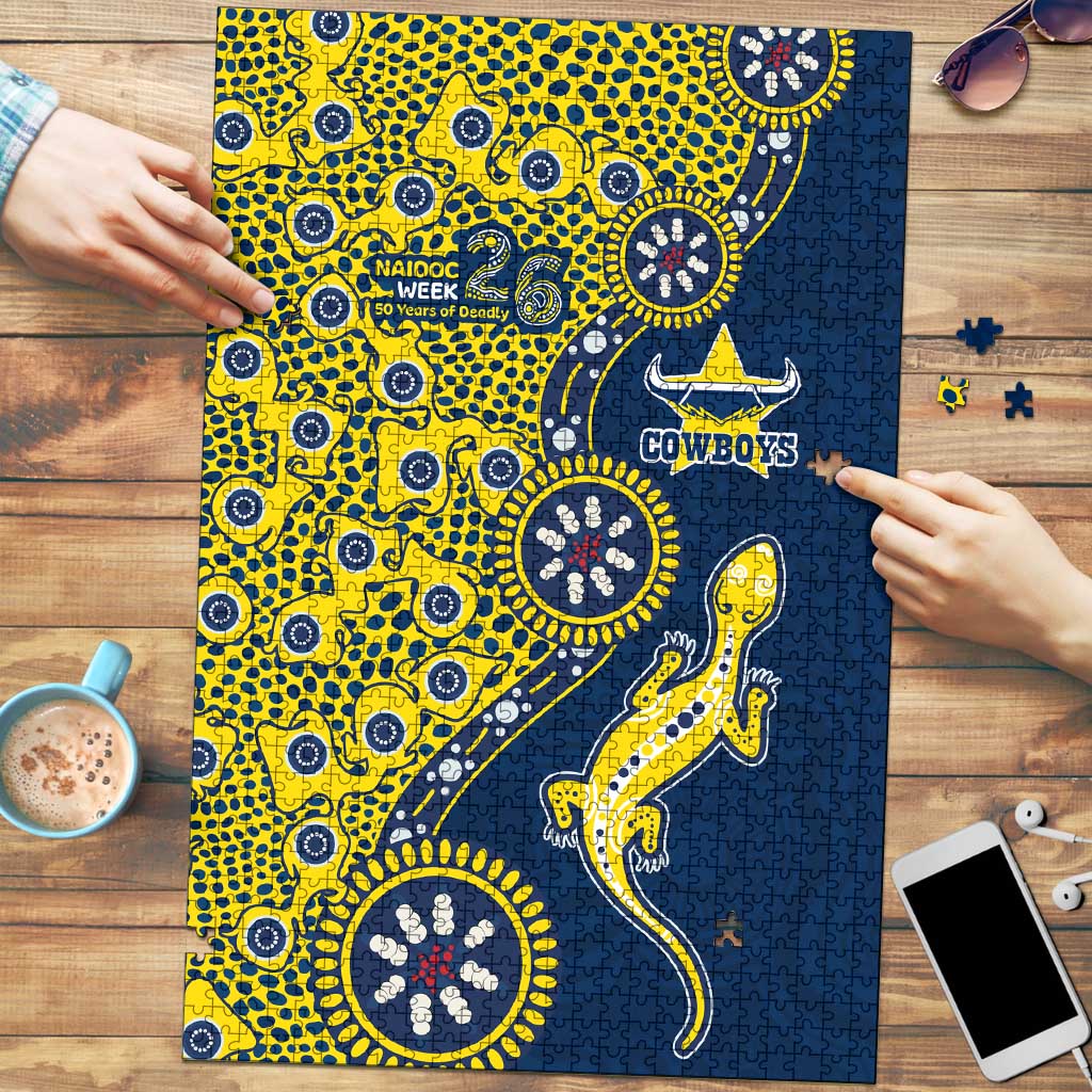 North Queensland Cowboys NAIDOC Week 2026 Puzzle Aboriginal Lizard Dot Painting - 50 Years of Deadly