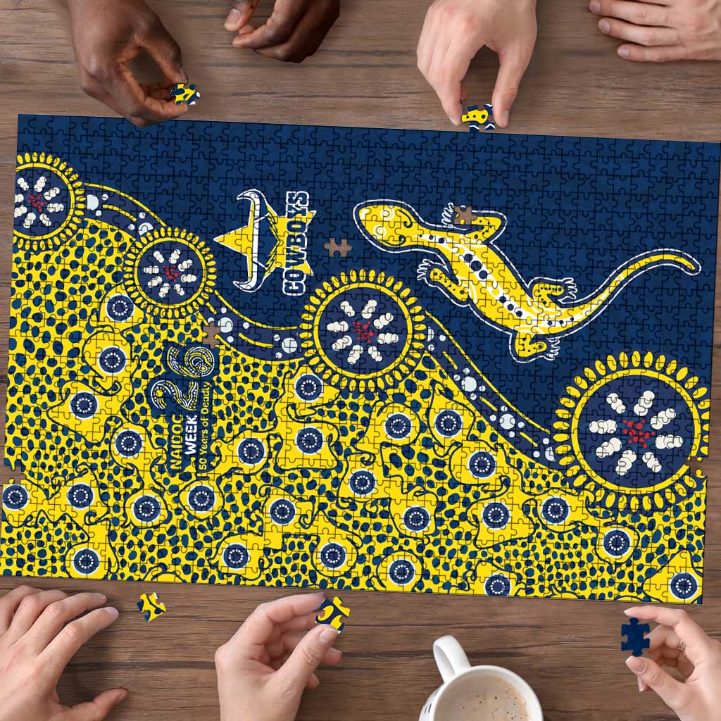 North Queensland Cowboys NAIDOC Week 2026 Puzzle Aboriginal Lizard Dot Painting - 50 Years of Deadly