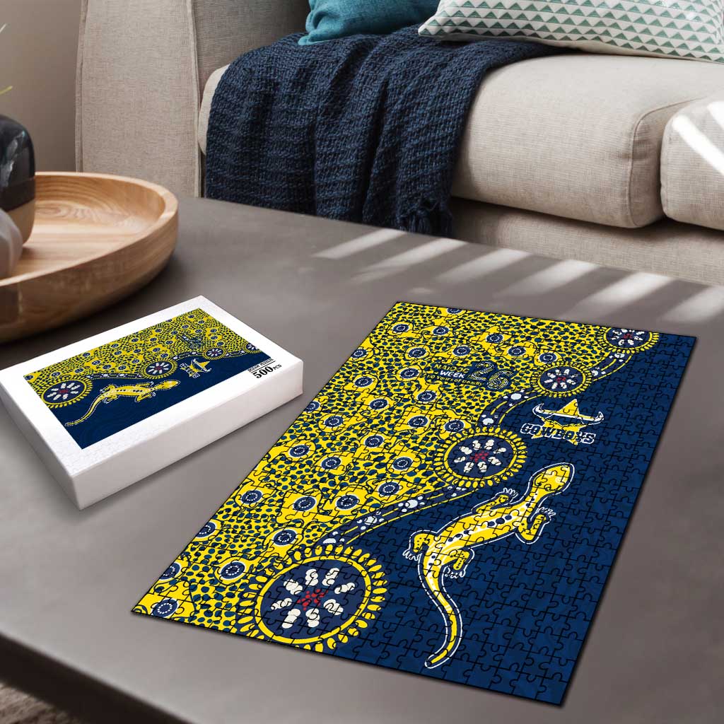 North Queensland Cowboys NAIDOC Week 2026 Puzzle Aboriginal Lizard Dot Painting - 50 Years of Deadly