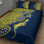 North Queensland Cowboys NAIDOC Week 2026 Quilt Bed Set Aboriginal Lizard Dot Painting - 50 Years of Deadly