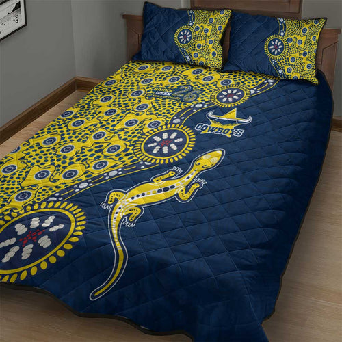 North Queensland Cowboys NAIDOC Week 2026 Quilt Bed Set Aboriginal Lizard Dot Painting - 50 Years of Deadly