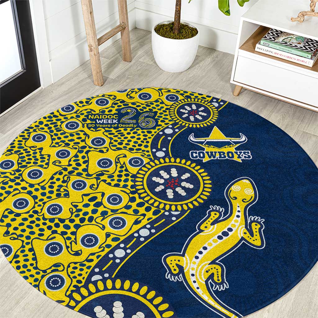 North Queensland Cowboys NAIDOC Week 2026 Round Carpet Aboriginal Lizard Dot Painting - 50 Years of Deadly