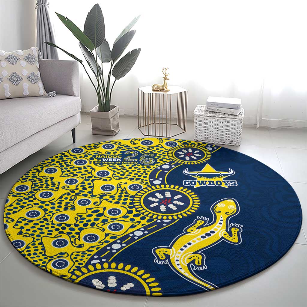 North Queensland Cowboys NAIDOC Week 2026 Round Carpet Aboriginal Lizard Dot Painting - 50 Years of Deadly