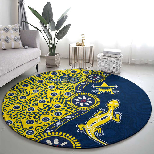 North Queensland Cowboys NAIDOC Week 2026 Round Carpet Aboriginal Lizard Dot Painting - 50 Years of Deadly
