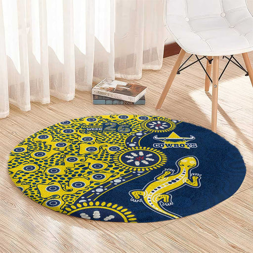 North Queensland Cowboys NAIDOC Week 2026 Round Carpet Aboriginal Lizard Dot Painting - 50 Years of Deadly