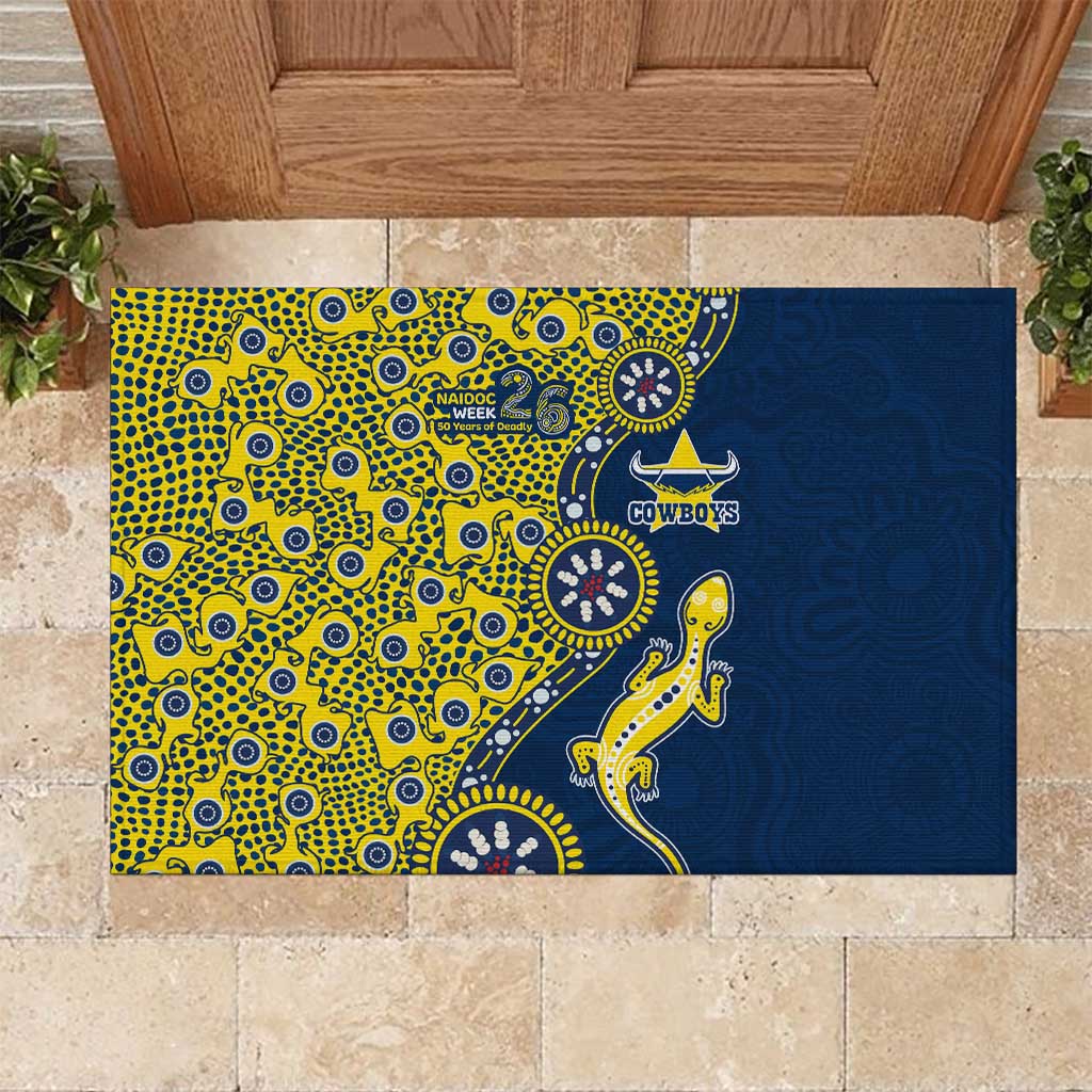 North Queensland Cowboys NAIDOC Week 2026 Rubber Doormat Aboriginal Lizard Dot Painting - 50 Years of Deadly