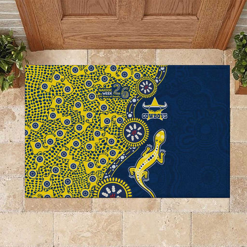North Queensland Cowboys NAIDOC Week 2026 Rubber Doormat Aboriginal Lizard Dot Painting - 50 Years of Deadly