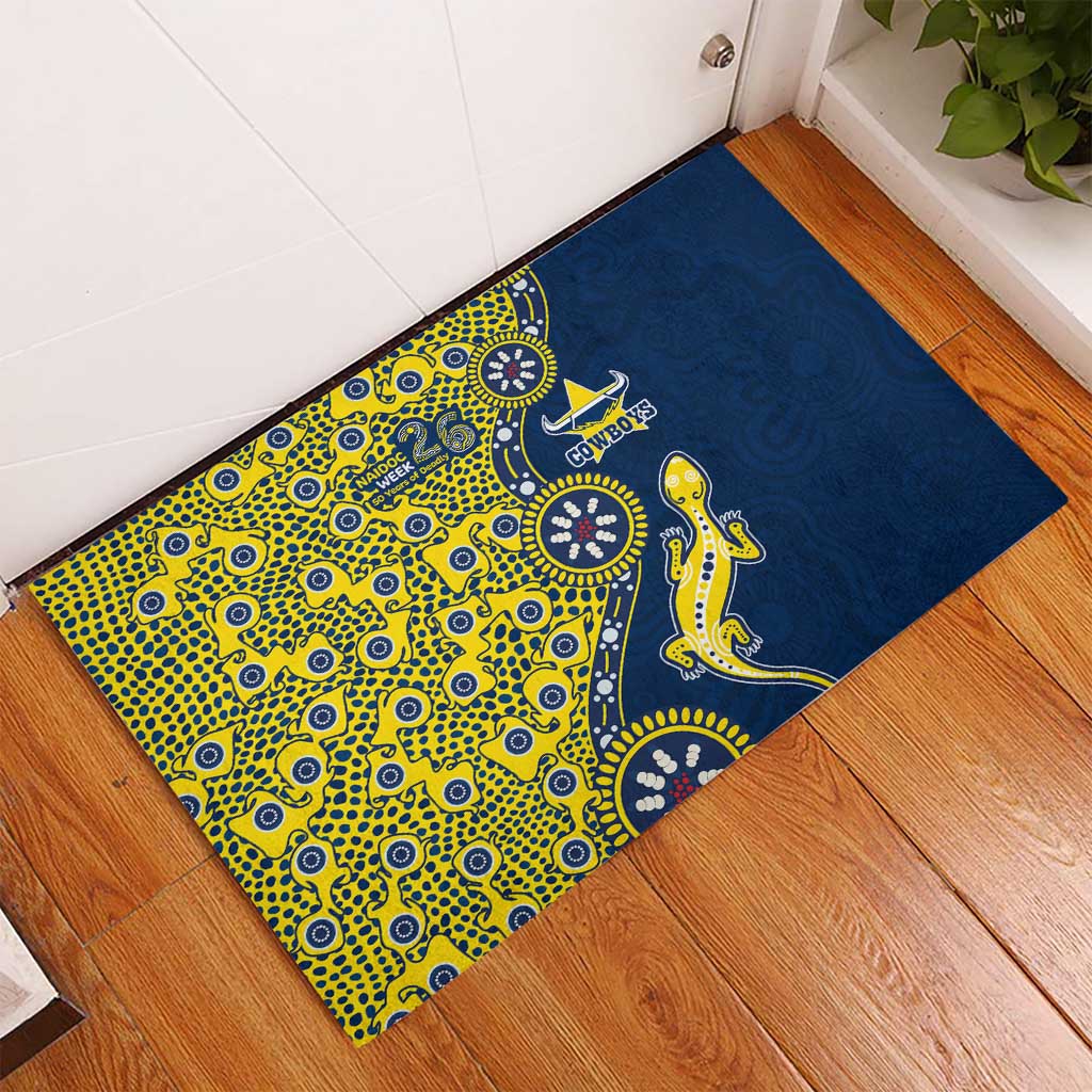 North Queensland Cowboys NAIDOC Week 2026 Rubber Doormat Aboriginal Lizard Dot Painting - 50 Years of Deadly
