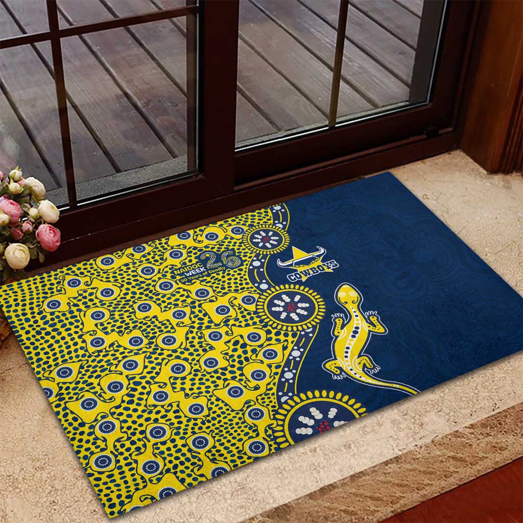 North Queensland Cowboys NAIDOC Week 2026 Rubber Doormat Aboriginal Lizard Dot Painting - 50 Years of Deadly